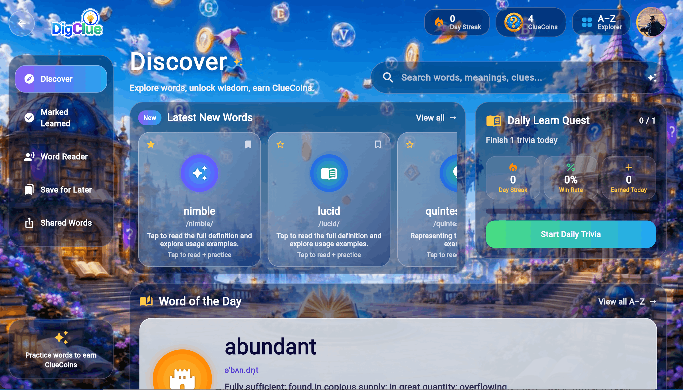 DigClue Discover web screenshot